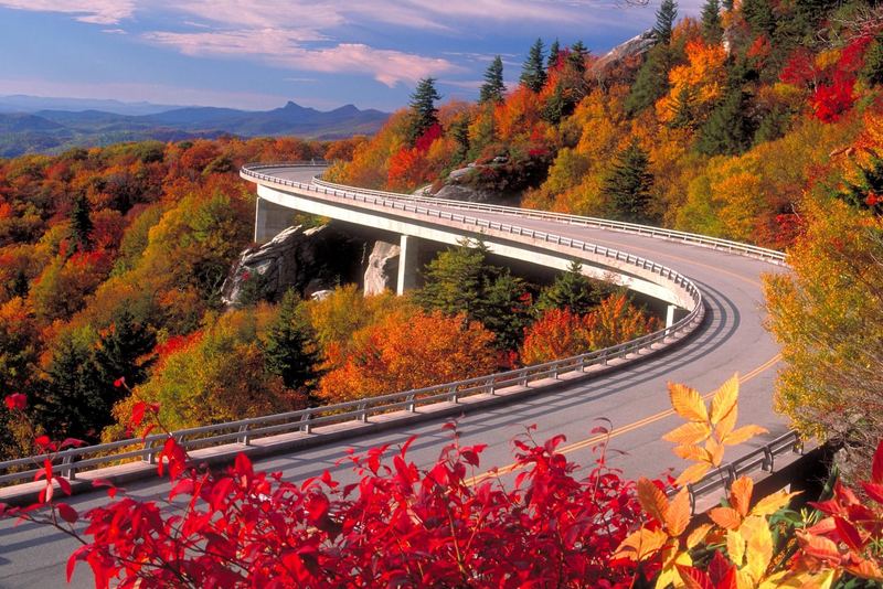 Linn Cove Viaduct at Grandfather Mountain in fall