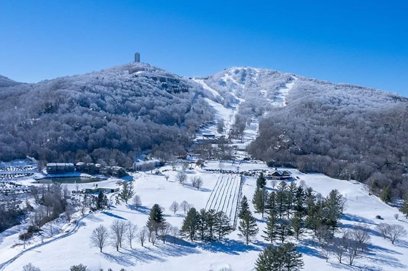 Sugar Mountain ski slopes in winter